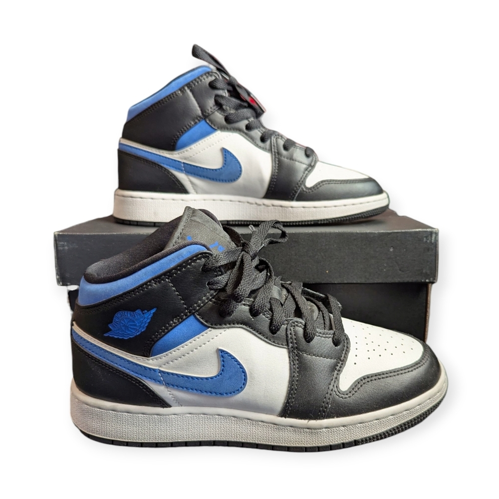 Air Jordan 1 MID (gS) White Racer Blue-Black 6Y